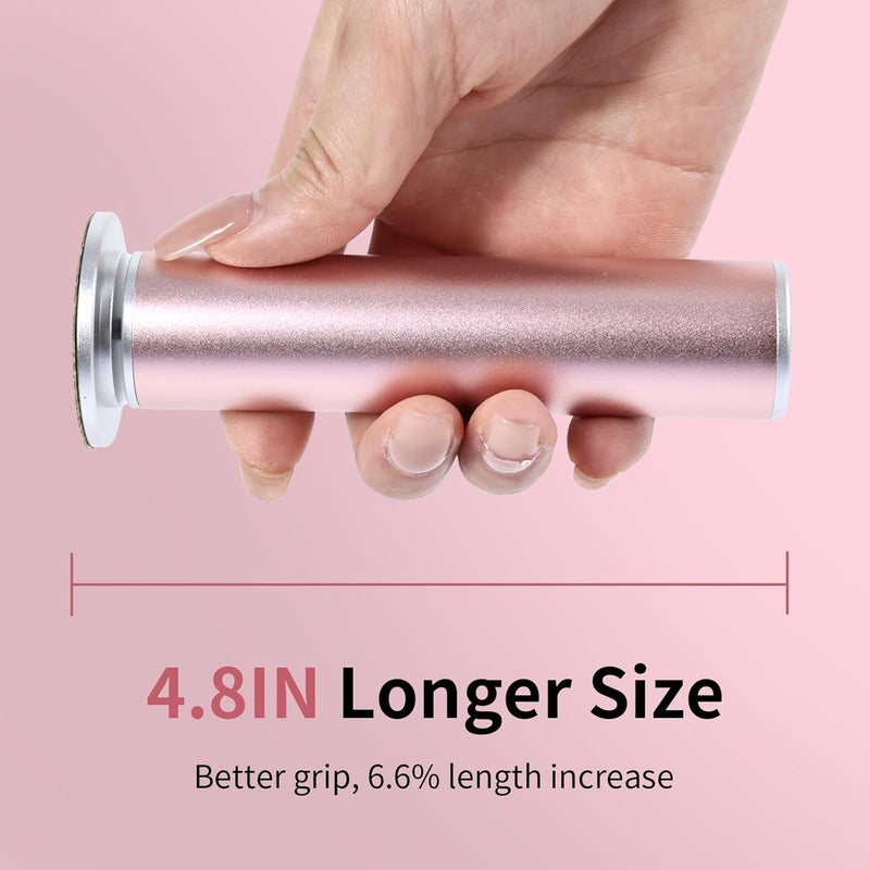 APRELM 4.8IN Longer Electric Foot Callus Remover with 80pcs Sandpaper Discs, Professional Aluminum Callus Remover for Feet, Stepless Speed Control Pedicure Tools for Dead Skin (Pink) - Image 2